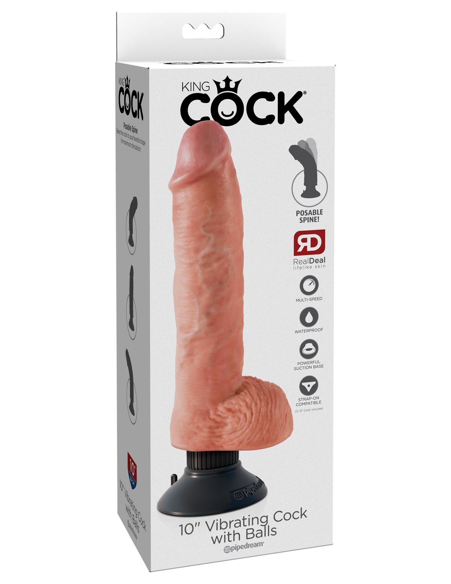 King Cock 10-Inch Vibrating Cock With Balls - Flesh PD5410-21