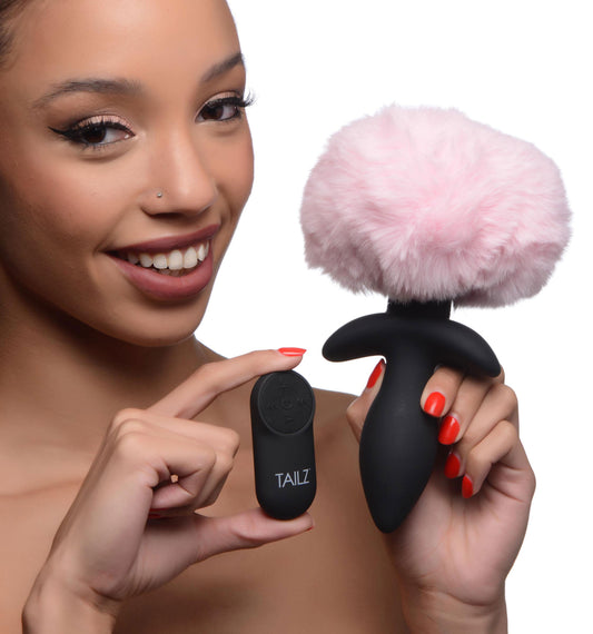 Waggerz Moving and Vibrating Bunny Tail Anal Plug - Pink TZ-AG788