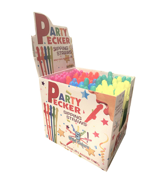 Party Pecker Sipping Straws 5 Assorted Colors 144 Pcs Display HTP2101D