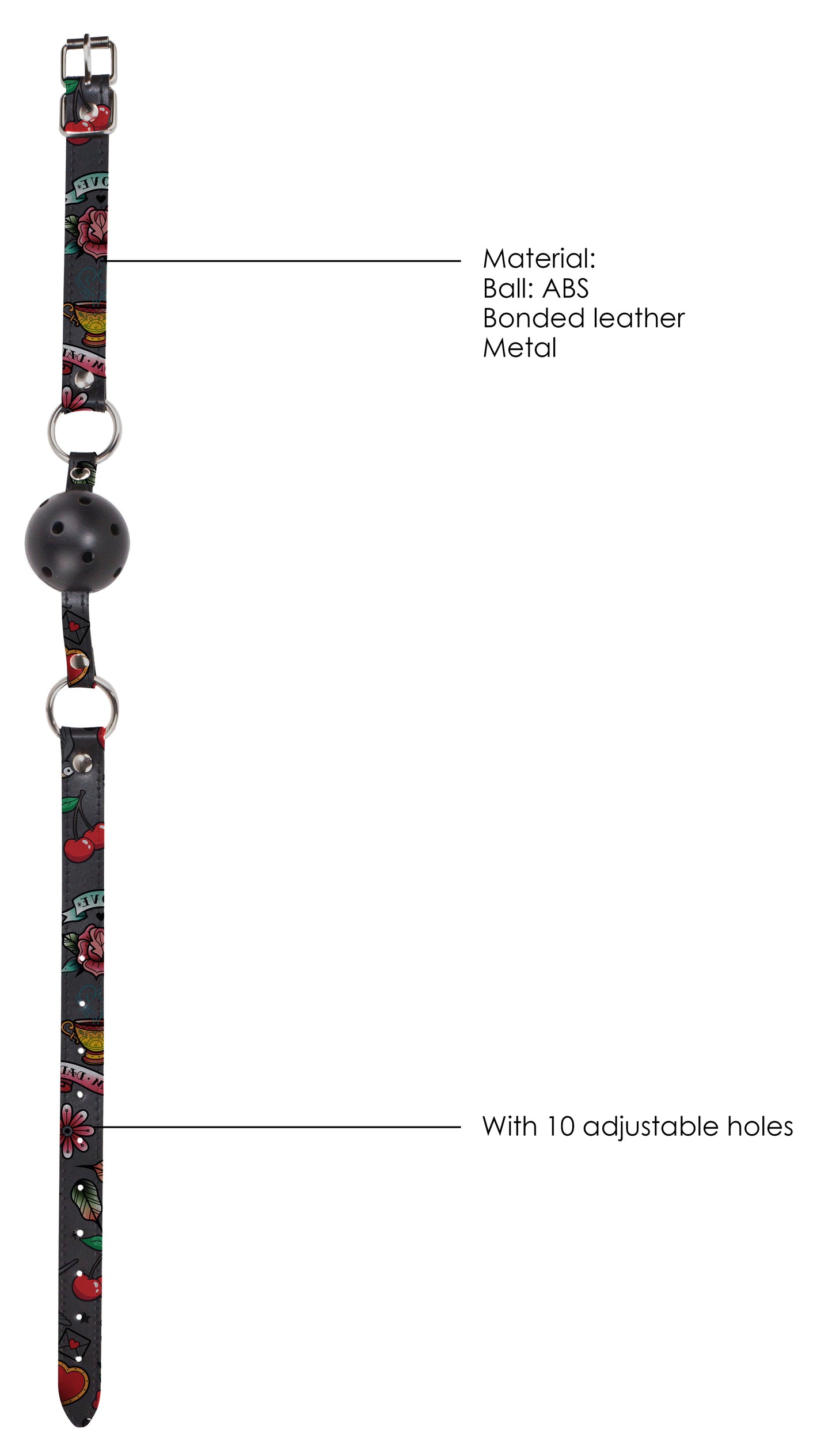 Breatheable Ball Gag - Old School Tattoo Style - Black OU-OU445BLK