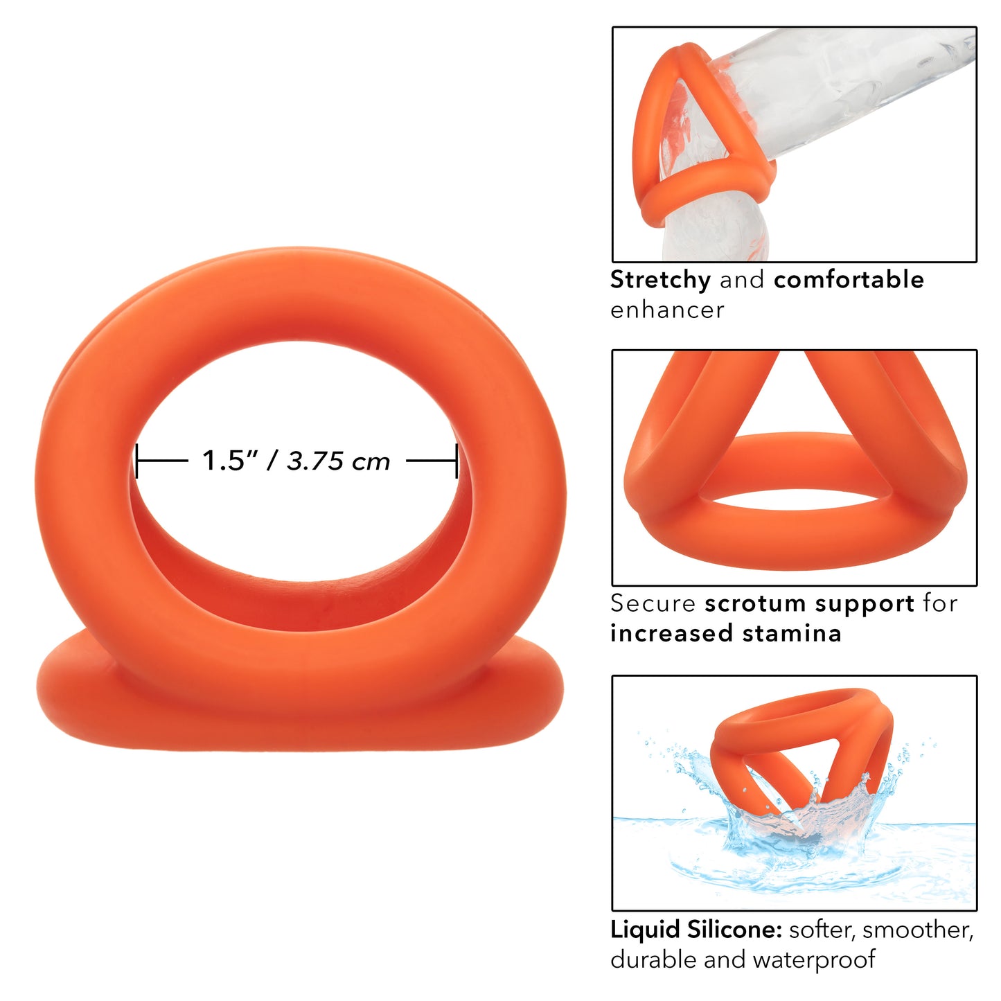 Alpha Liquid Silicone Tri-Ring - Orange Orange SE1492362