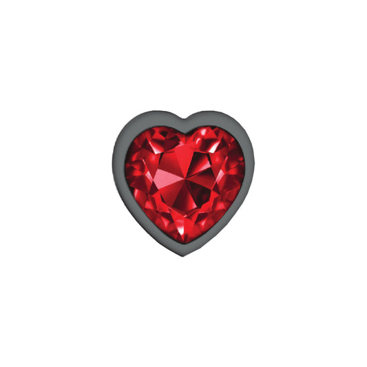 Deep Red Heart Gem Gunmetal Metal Plug - Sm