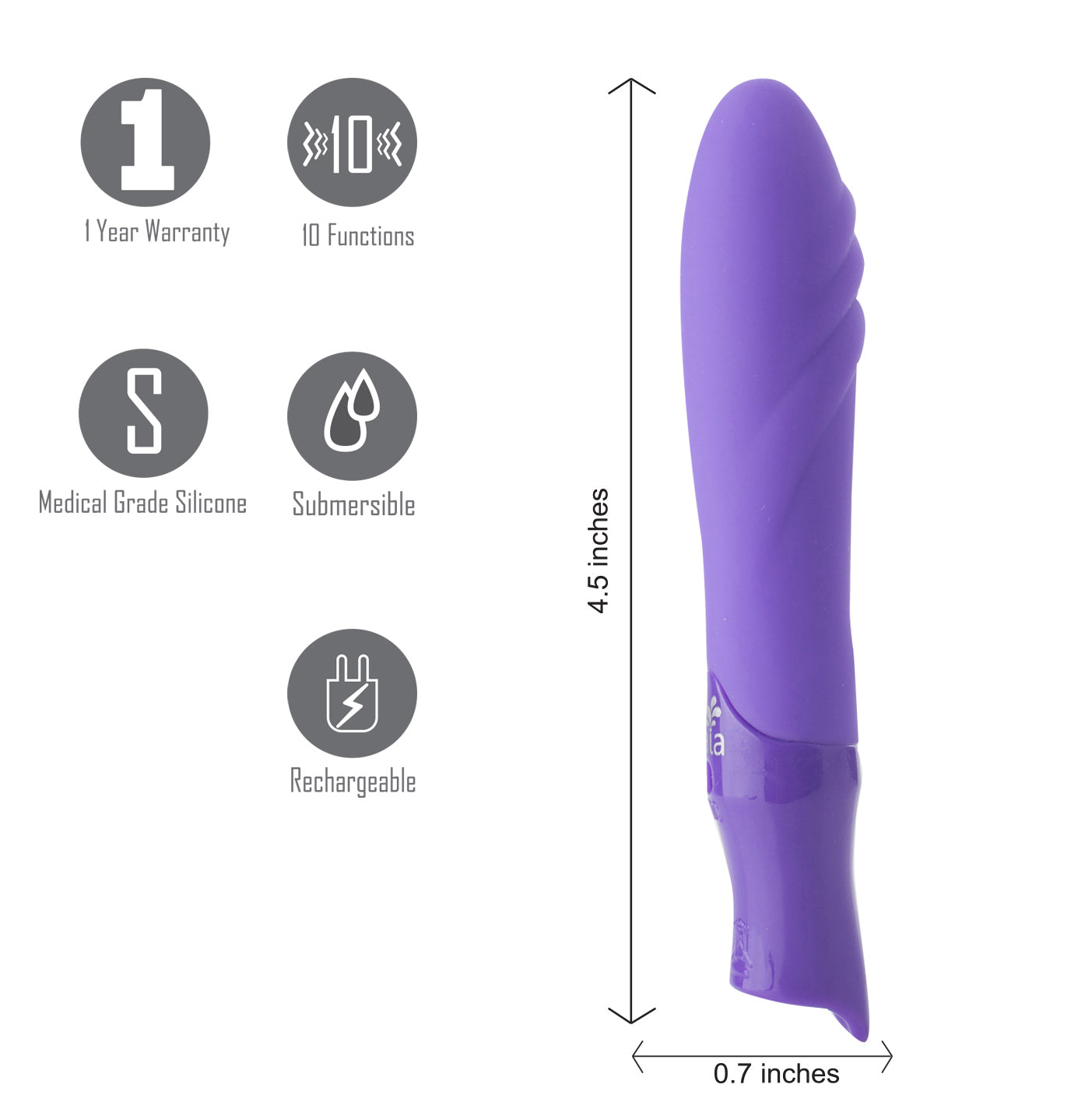 Margo Silicone Textured Bullet Vibrator - Neon Purple MTR308-L2