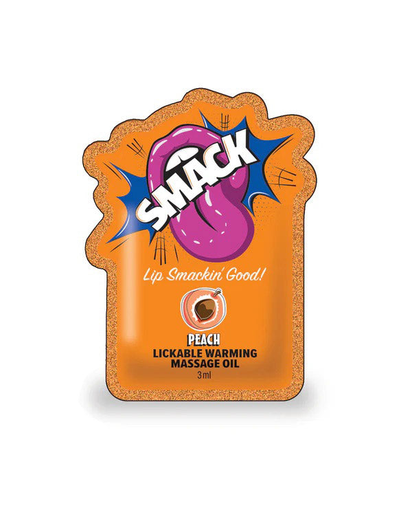Smack Lickable Massage Oil, 3ml Pouch Display 36pc -Peach