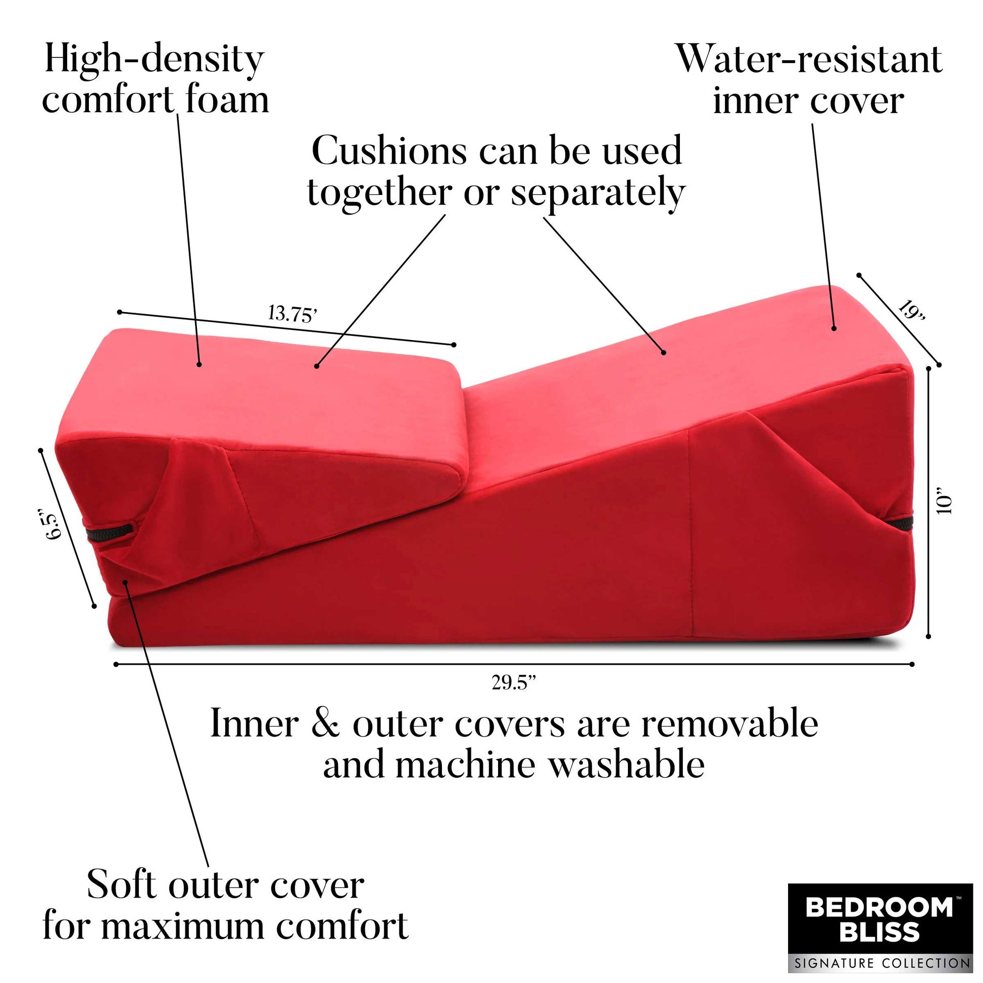Love Cushion Set Foam Wedge Pillow Set - Red BB-AH176