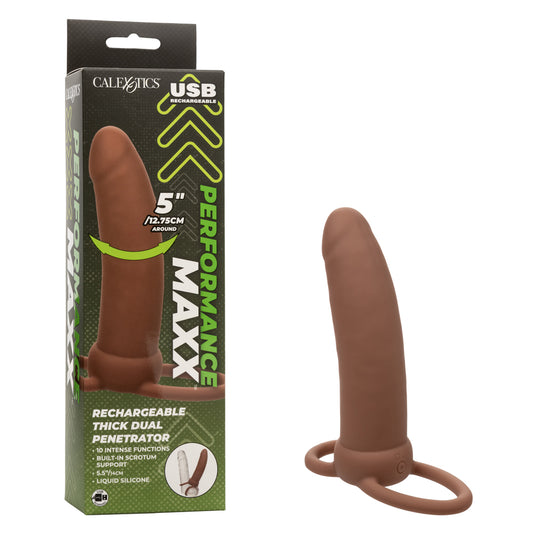 Performance Maxx Rechargeable Thick Dual  Penetrator - Brown SE1634013