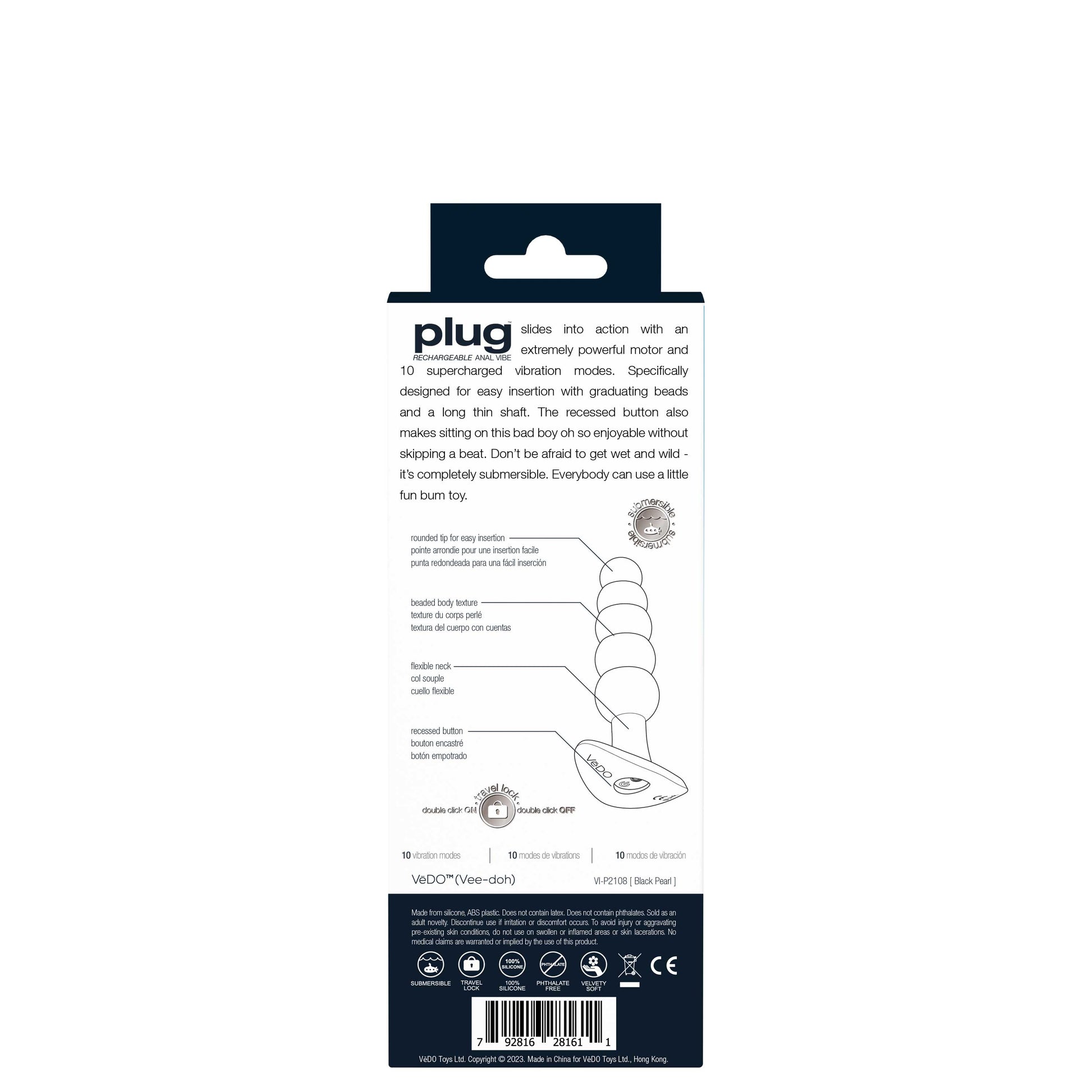 Plug Rechargeable Anal Vibe - Black Pearl VI-P2108