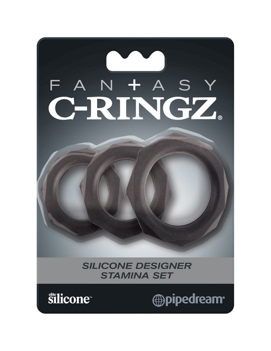 Fantasy C-Ringz Silicone Designer Stamina Set Black PD5967-23