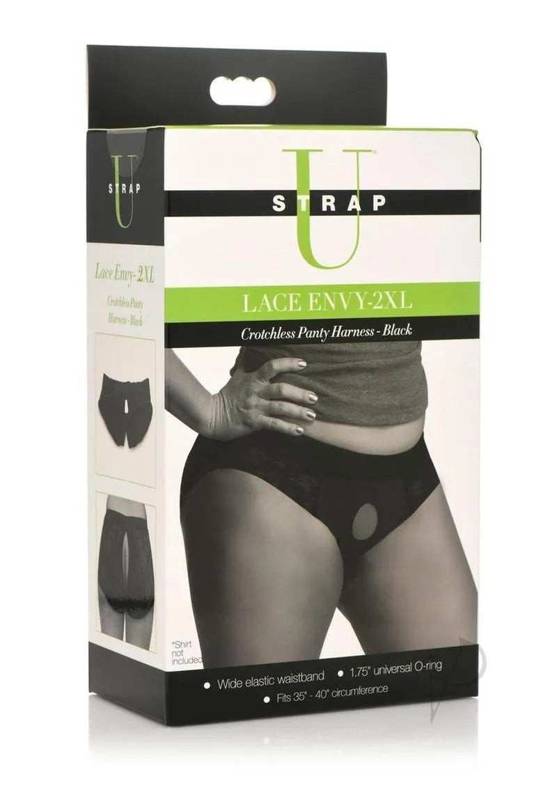 Lace Envy Crotchless Panty Harness - 2xl - Black SU-AG453-2XL