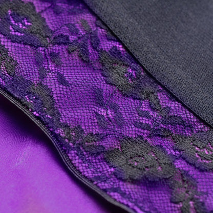 Lace Envy Crotchless Panty Harness - L/ XL Purple and Black SU-AG451-LXL