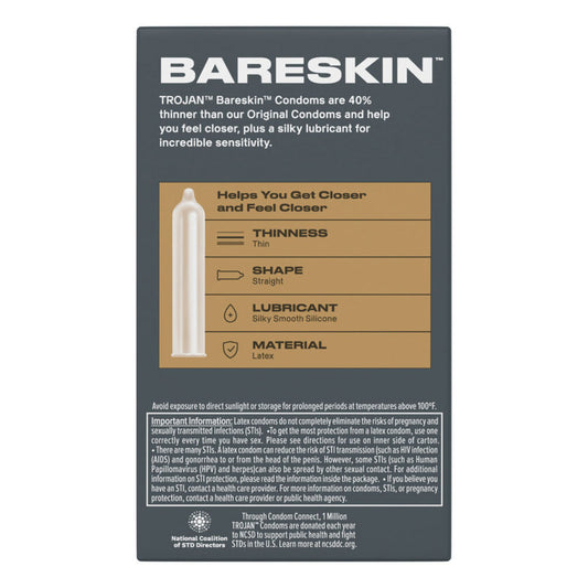 Trojan Sensitivity Bareskin Lubricated Condoms - 10 Pack