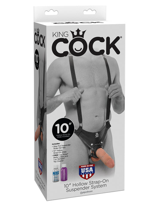 King Cock 10 Inch Hollow Strap-on Suspender System - Flesh PD5641-21