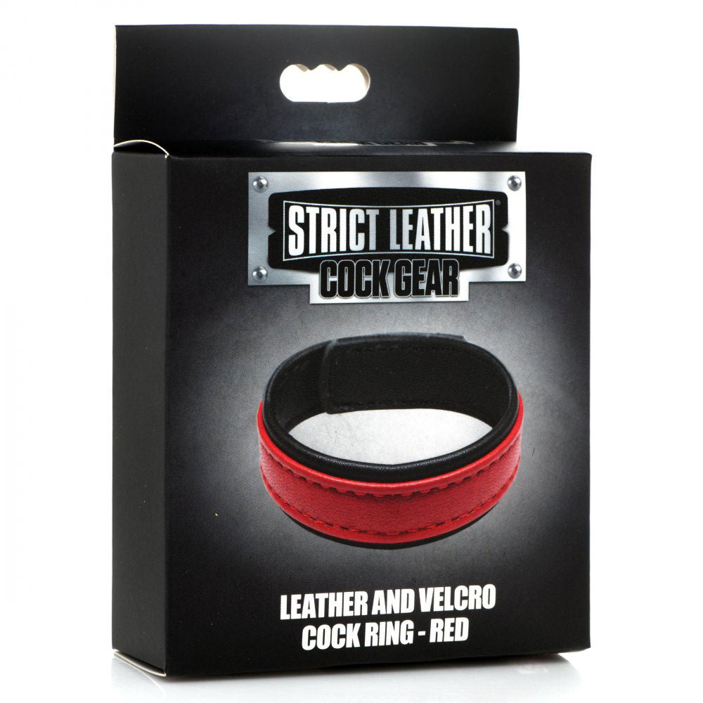 Leather and Velcro Cock Ring - Red STR-AH013-RED