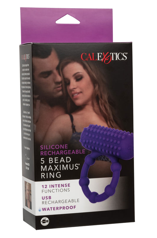 Silicone Rechargeable 5 Bead Maximus Ring - Purple SE1843253