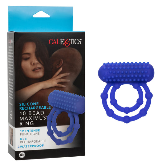 Silicone Rechargeable 10 Bead Maximus Ring - Blue SE1843303