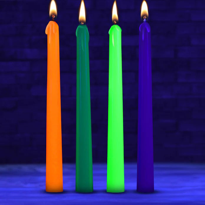 Glow Wax Uv Blacklight Reactive Drip Candles Set of 4
