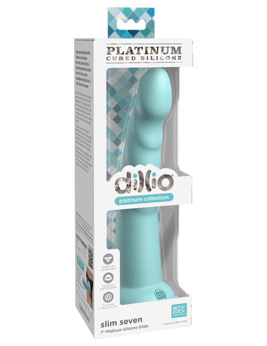 Dillio Platinum - Slim Seven 7 Inch Dildo - Teal PD5387-14