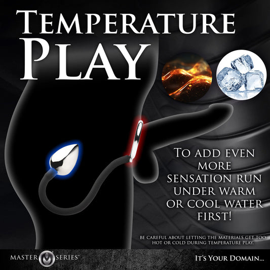 Tug Plus Plug Cock and Ball Ring With Anal Plug - Black MS-AH347