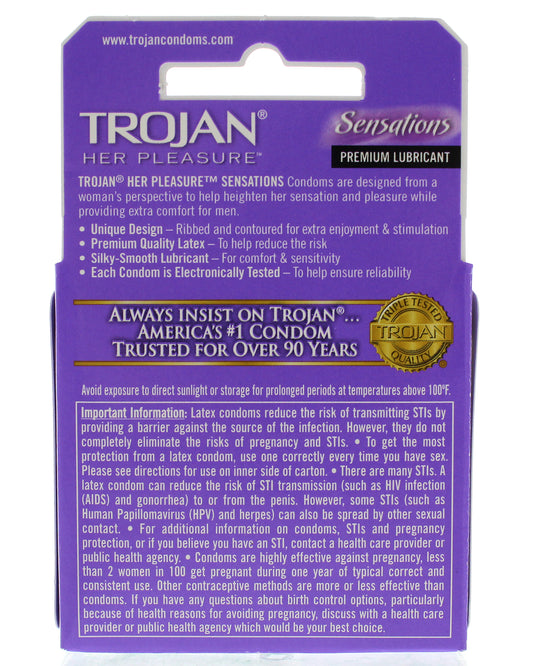 Trojan Her Pleasure Sensations Lubricated  Condoms - 3 Pack TJ97320