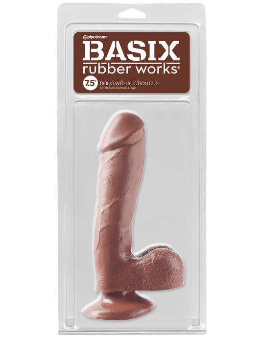 Basix Rubber Works - 7.5 Inch Dong With Suction Cup - Brown PD4221-29