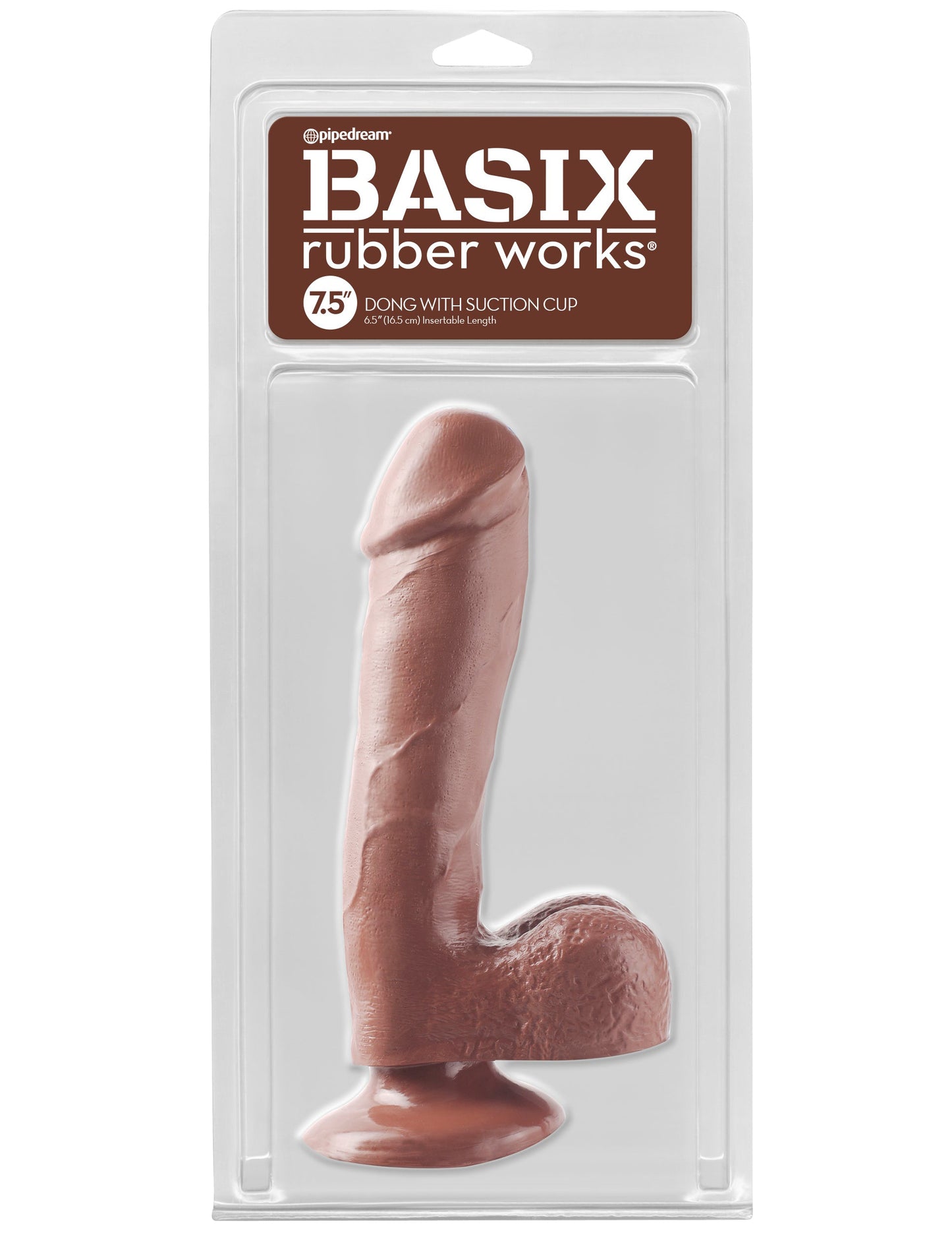 Basix Rubber Works - 7.5 Inch Dong With Suction Cup - Brown PD4221-29