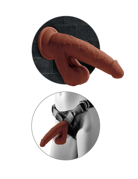 8 Inch Triple Density Cock With Swinging Balls - Brown PD5731-29