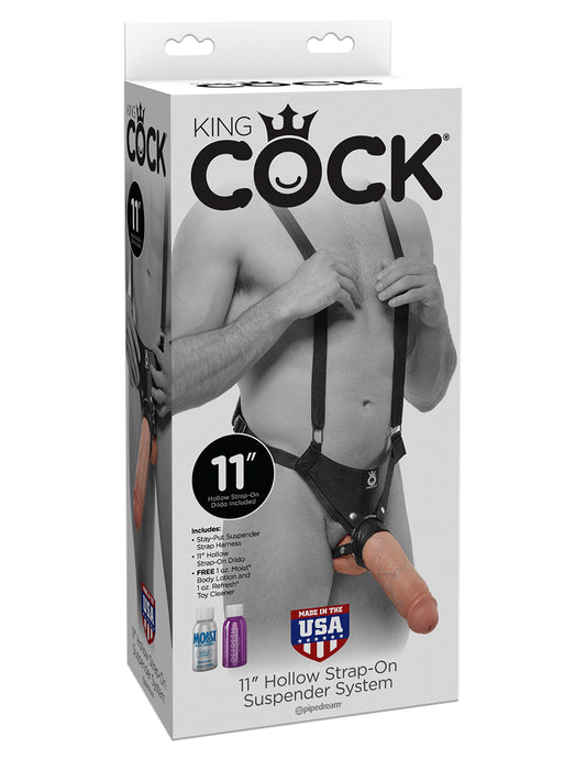 King Cock 11 Inch Hollow Strap on Suspender System - Flesh PD5642-21