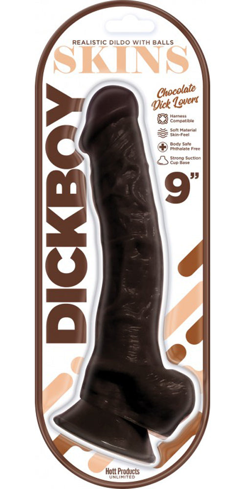 Dickboy - Skins - Dildo With Balls - 9 Inch - Chocolate Dick Lovers HP3362