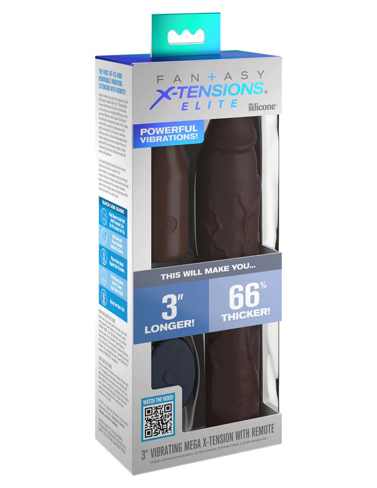 Fantasy X-Tensions Elite 9 Inch Sleeve Vibrating 3 Inch Plug With Remote - Brown PD4155-29