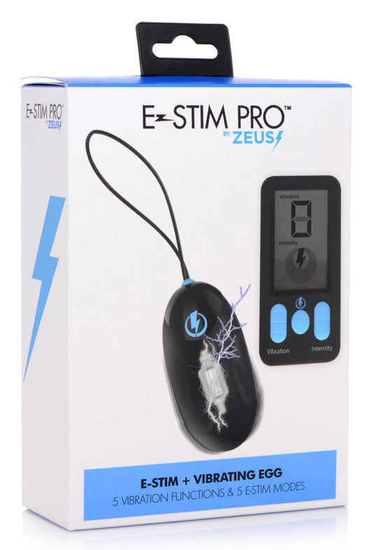 E-Stim Pro Silicone Vibrating Egg With Remote  Control - Black ZE-AG662