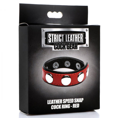 Cock Gear Leather Speed Snap Cock Ring - Red STR-AG845-RED