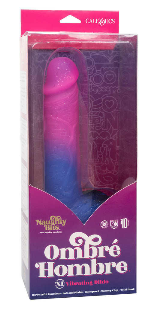 Naughty Bits Ombre Hombre XL Vibrating Dildo - - Pink/purple SE4410703