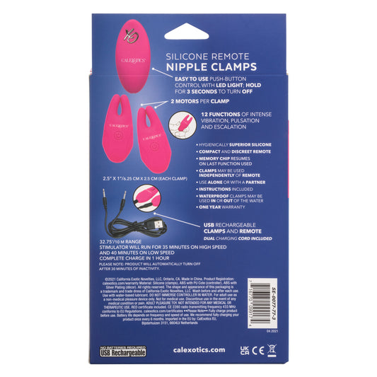 Silicone Remote Nipple Clamps - Pink SE0077773