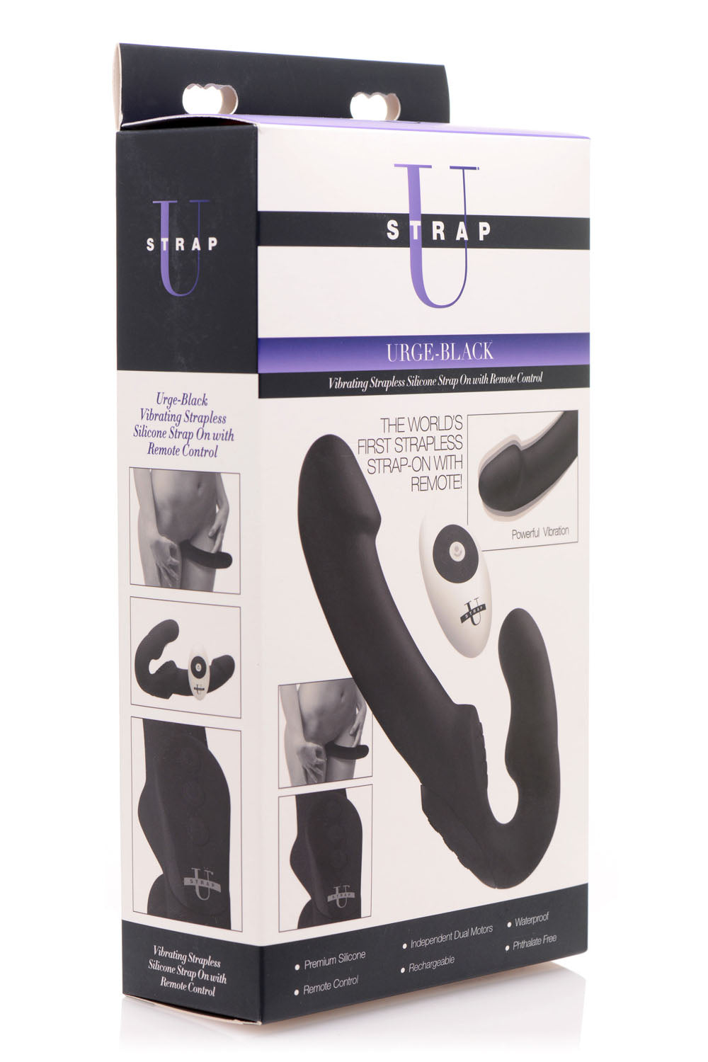 Urge Silicone Strapless Strap on With Remote - Black SU-AF707