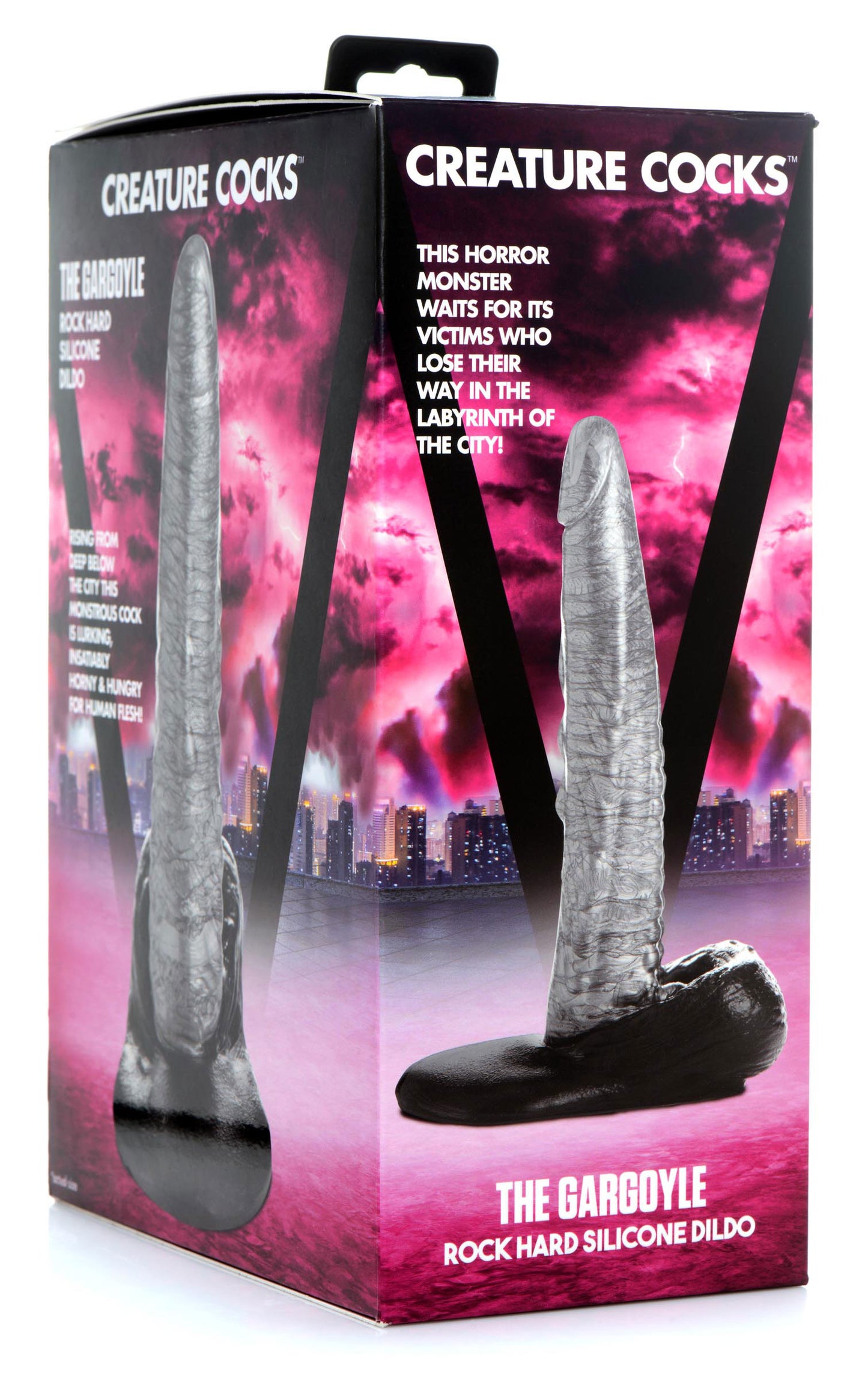 The Gargoyle Rock Hard Silicone Dildo - Silver CC-AG875-SLV