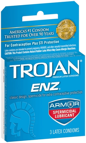 Trojan Enz Armor Spermicidal Lubricated Condoms - 3 Pack TJ93150