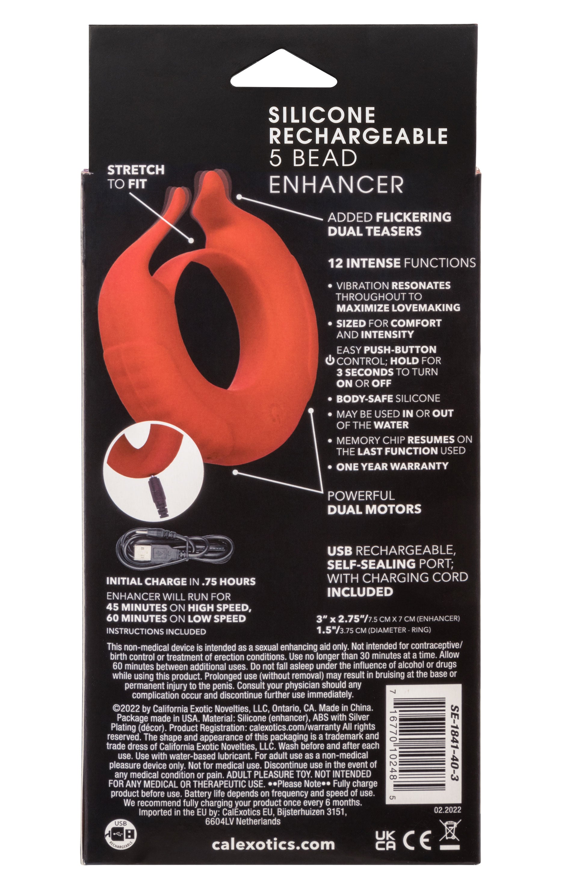 Silicone Rechargeable Taurus Enhancer - Red SE1841403
