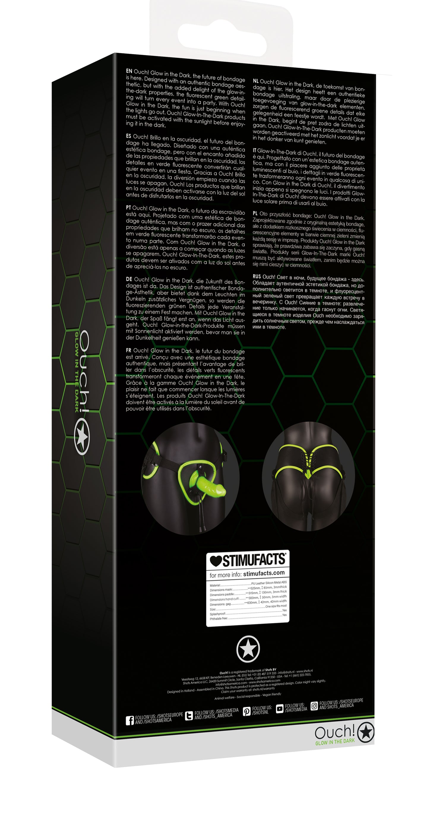 Bonded Leather Strap-on With Silicone Dildo 5.7 Inch - Glow in the Dark OU-OU764GLO