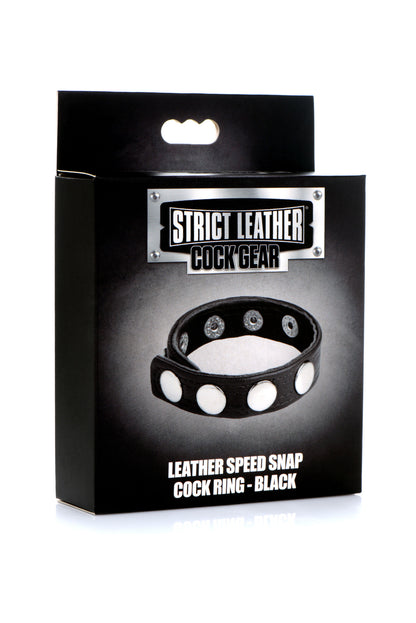 Cock Gear Leather Speed Snap Cock Ring - Black STR-AG845-BLK
