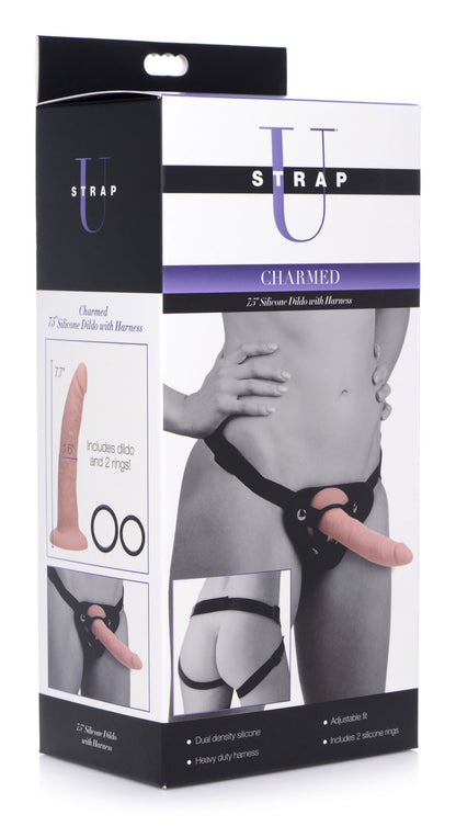 Charmed 7.5 Inch Silicone Dildo With Harness SU-AG425