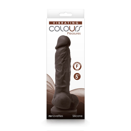 Colours - Pleasures - Vibrating - 5 Inch Dildo - Dark Brown NSN-0402-29