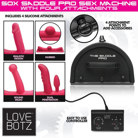 Love Botz 50x Saddle Pro Sex Machine With 4  Attachments LB-AH057