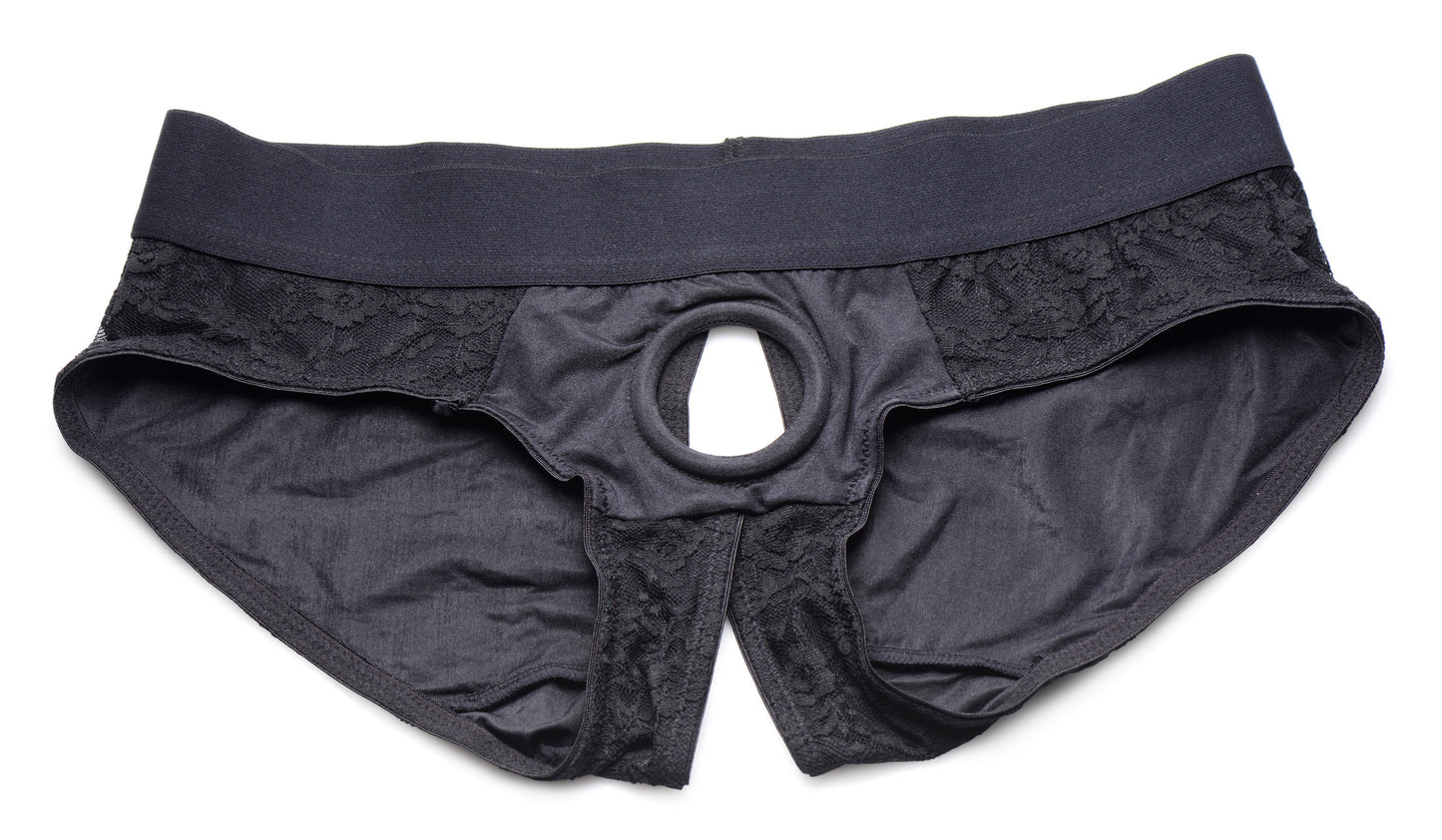 Lace Envy Crotchless Panty Harness - 2xl - Black SU-AG453-2XL