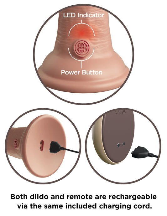 King Cock Elite 9 Inch Vibrating Silicone Dual Density Cock With Remote - Light PD5779-21