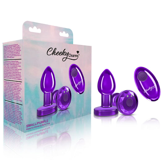 Cheeky Charms - Rechargeable Vibrating Metal Butt Plug With Remote Control - Purple - Small VB-CC9148