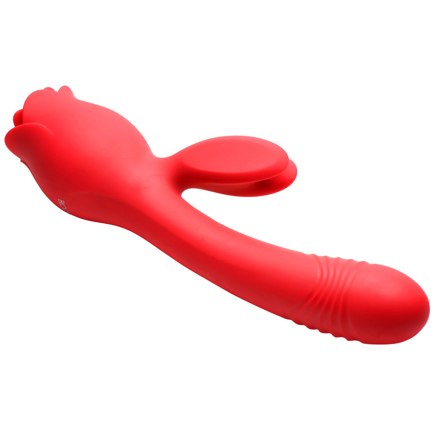 Blooming Bunny Sucking and Thrusting Silicone Rabbit Vibrator - Red INM-AH311