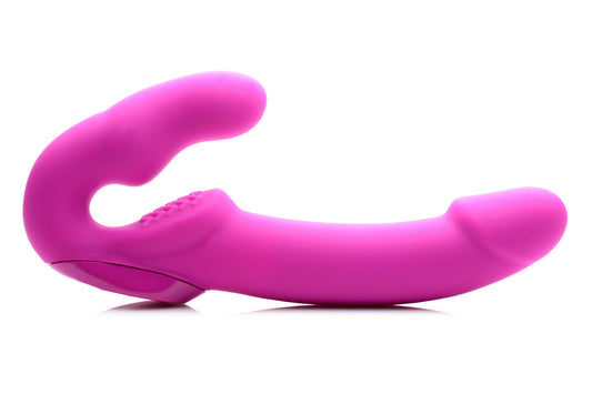 Evoke Rechargeable Vibrating Silicone Strapless Strap on - Pink SU-AF624-PINK