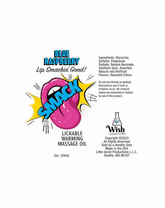 Smack Lickable Massage Oil, 3ml Pouch Display 36pc - Blue Raspberry