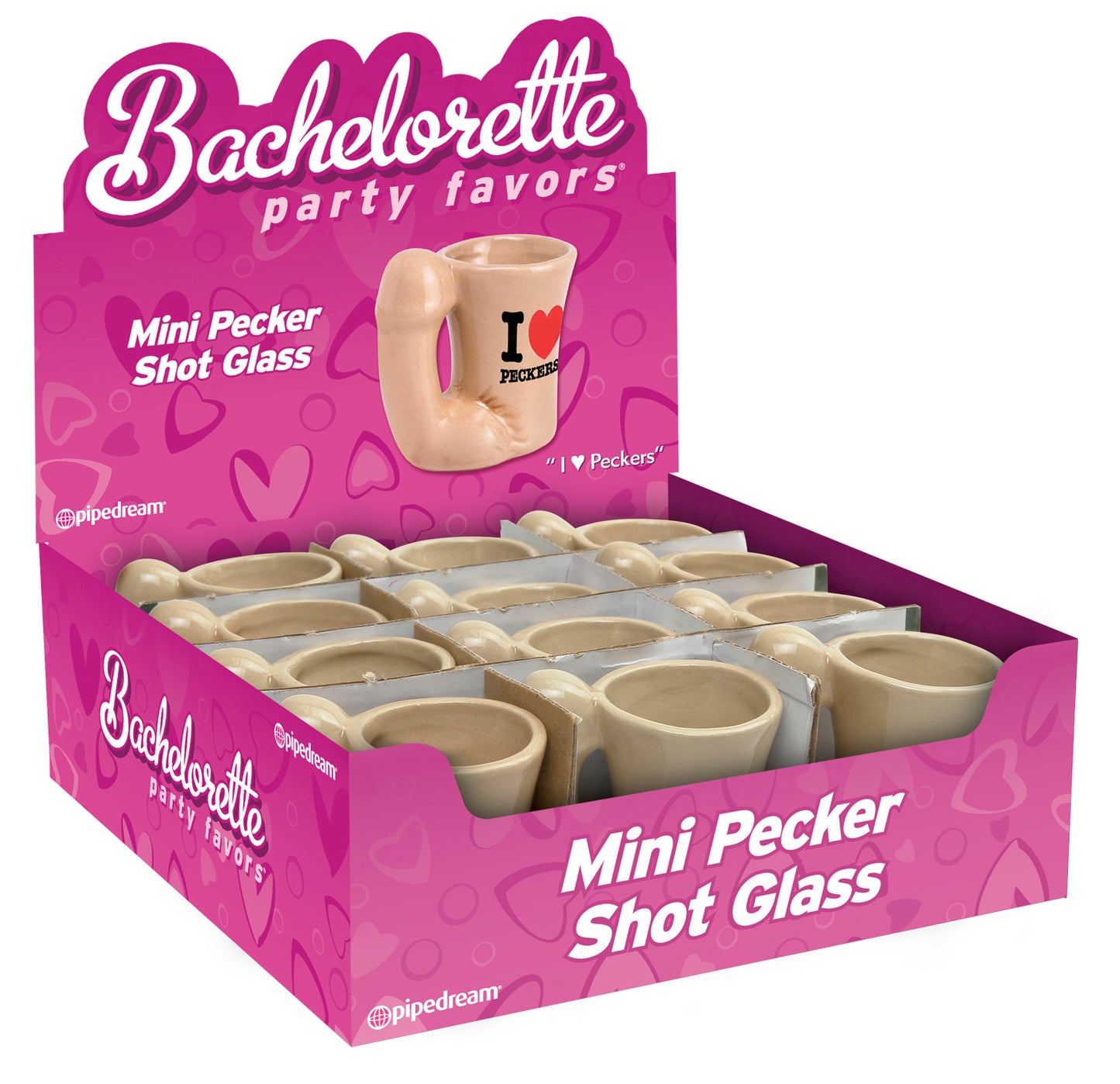 Bachelorette Party Favors - Mini Pecker Shot Glass Display - 12 Piece PD7909-99D
