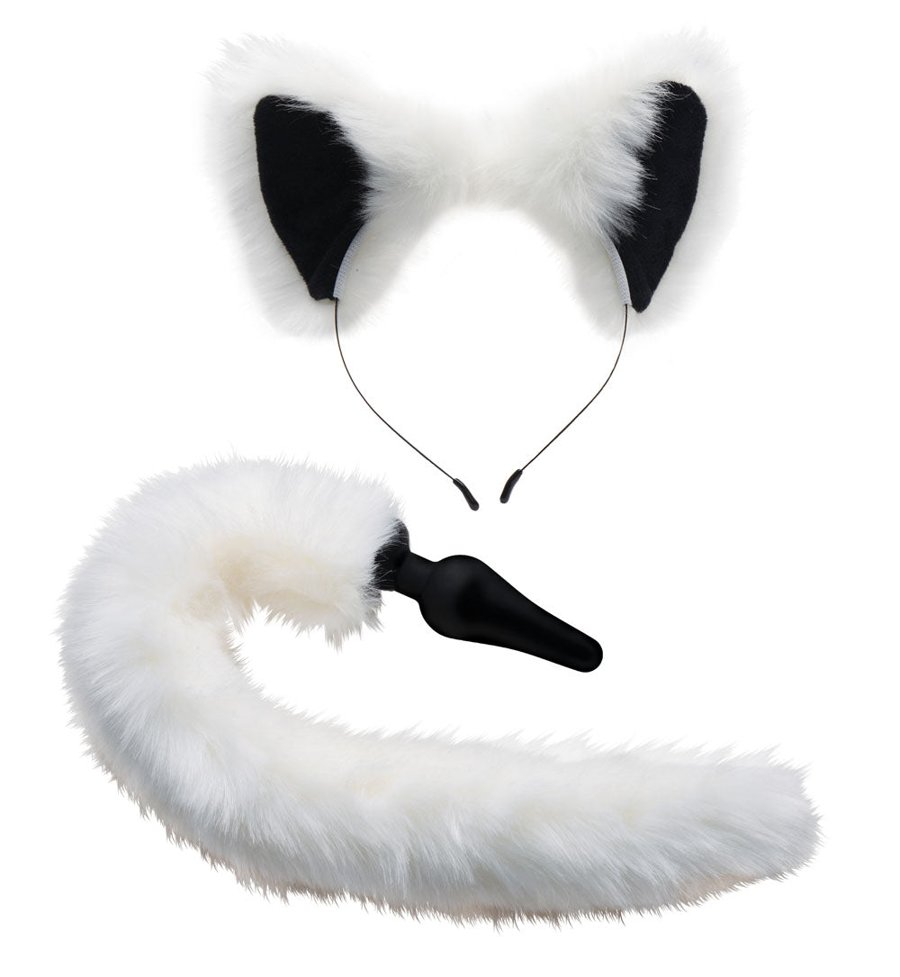 White Fox Tail Anal Plug and Ears Set TZ-AF603